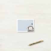 Schattigee Waterverf pinguïn met aangepaste naam Post-it® Notes (Op bureau)