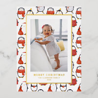 Schattigee Waterverf Pinguïns Patroon Kerstmis Fot