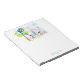 Schattigee Waterverf Pink Beach House Note Pads Notitieblok (Schuin)