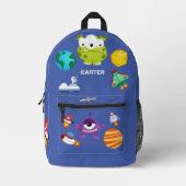 Schattigee Waterverf Planeten Aliens Patroon Monog Bedrukte Rugzak (Voorkant)