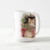 SCHATTIGEE WATERVERF PLUIZIGE KERST KITTEN KOFFIEMOK (Voorkant rechts)