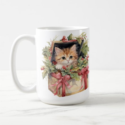 SCHATTIGEE WATERVERF PLUIZIGE KERST KITTEN KOFFIEMOK (Links)