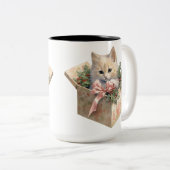 SCHATTIGEE WATERVERF PLUIZIGE KERST KITTEN TWEEKLEURIGE KOFFIEMOK (Voorkant rechts)