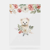 Schattigee Waterverf Polar Beer Baby shower Welkom Acryl Bord (Voorkant)