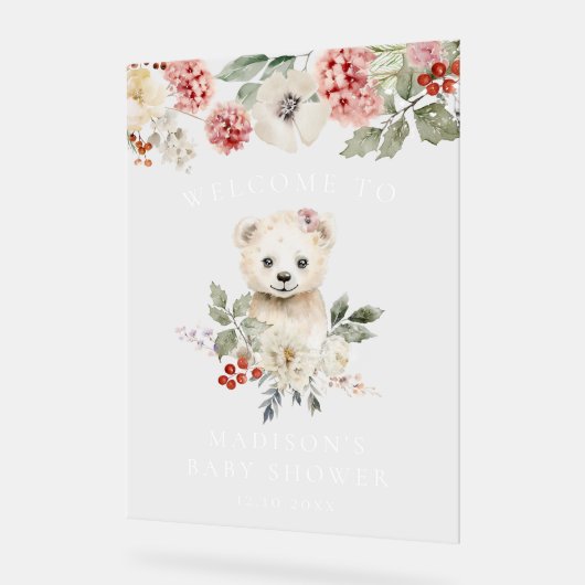 Schattigee Waterverf Polar Beer Baby shower Welkom Acryl Bord (Hoek)