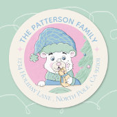Schattigee Waterverf Polar Beer Cub Christmas Ronde Sticker