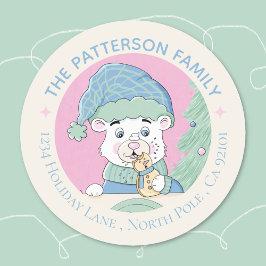 Schattigee Waterverf Polar Beer Cub Christmas Ronde Sticker