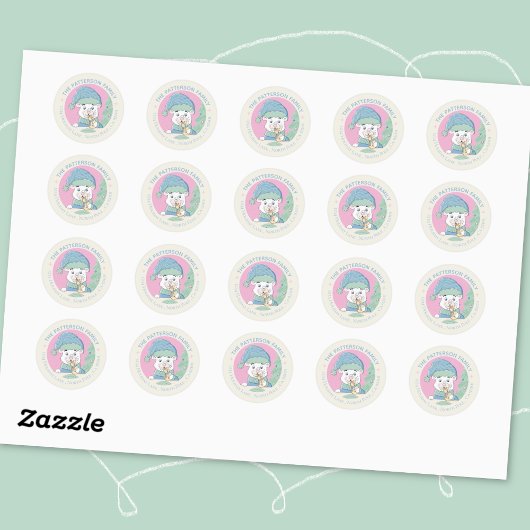 Schattigee Waterverf Polar Beer Cub Christmas Ronde Sticker