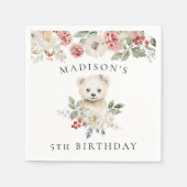 Schattigee Waterverf Polar Beer Verjaardagsfeest Servet (Voorkant)