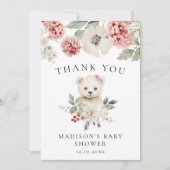 Schattigee Waterverf Polar Beer Winter Baby shower Bedankkaart (Voorkant)