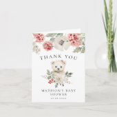 Schattigee Waterverf Polar Beer Winter Baby shower Bedankkaart (Voorkant)