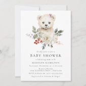 Schattigee Waterverf Polar Beer Winter Baby shower Kaart (Voorkant)