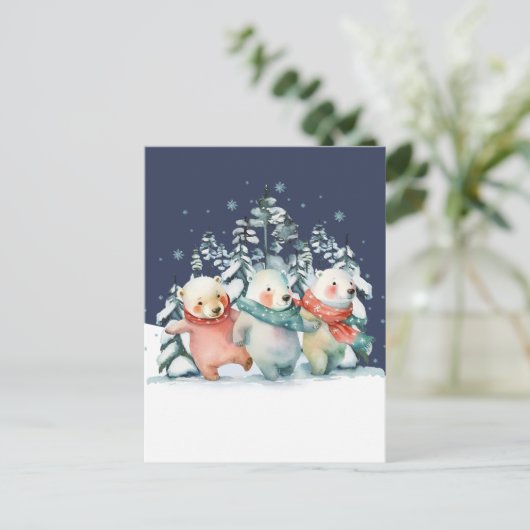 Schattigee Waterverf Polar Beren Briefkaart (Staand voorkant)