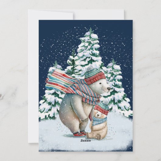 Schattigee Waterverf Polar Beren Feestdagenkaart (Achterkant)
