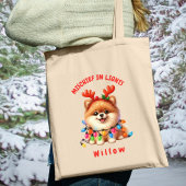 Schattigee Waterverf Pomeranian Feestelijke Lichte Tote Bag