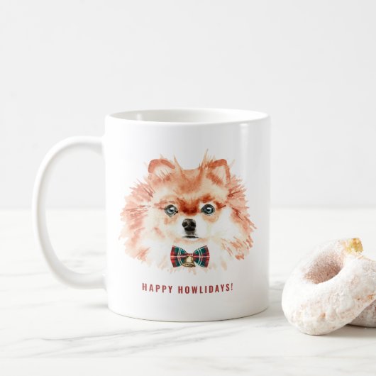 Schattigee Waterverf Pommerse Hond Huisdier Kerstm Koffiemok (Met donut)