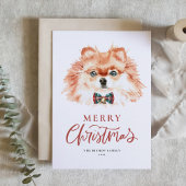 Schattigee Waterverf Pommerse Hond Vrolijk Kerstfe Feestdagen Kaart
