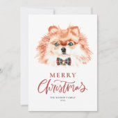 Schattigee Waterverf Pommerse Hond Vrolijk Kerstfe Feestdagenkaart (Voorkant)