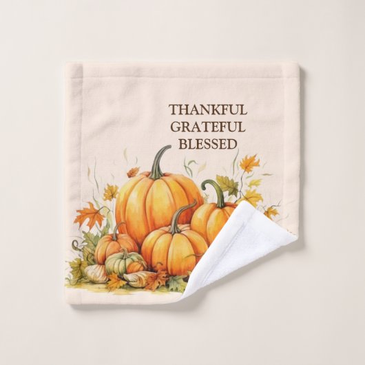 Schattigee Waterverf pompoen dankbaar dankbaar gez Bad Handdoek (Wasdoekje)