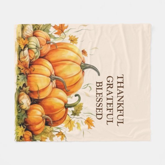 Schattigee Waterverf pompoen dankbaar dankbaar gez Fleece Deken (Voorkant (Horizontaal))
