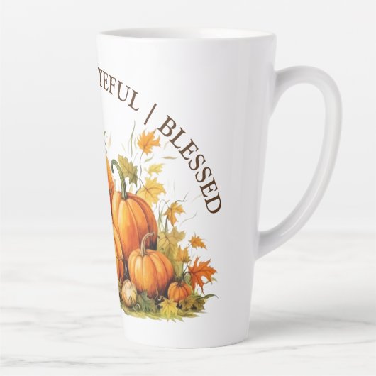 Schattigee Waterverf pompoen dankbaar dankbaar gez Latte Mok (Rechts)