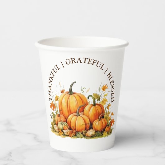 Schattigee Waterverf pompoen dankbaar dankbaar gez Papieren Bekers (Voorkant)