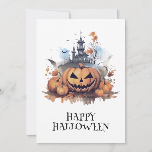 Schattigee Waterverf pompoen in een Pet Halloween  Kaart (Achterkant)