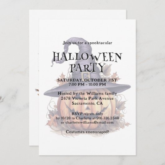 Schattigee Waterverf pompoen in een Pet Halloween  Kaart (Voorkant / Achterkant)