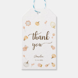 Schattigee Waterverf Pompoen Kwekerij Meisje Baby  Cadeaulabel