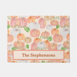 Schattigee Waterverf Pompoen Patch aangepaste naam Deurmat