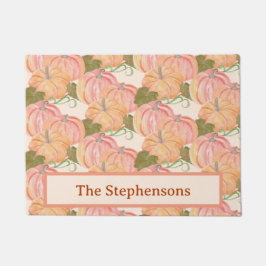 Schattigee Waterverf Pompoen Patch aangepaste naam Deurmat