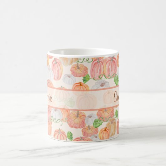 Schattigee Waterverf Pompoen Patch aangepaste naam Koffiemok (Center)