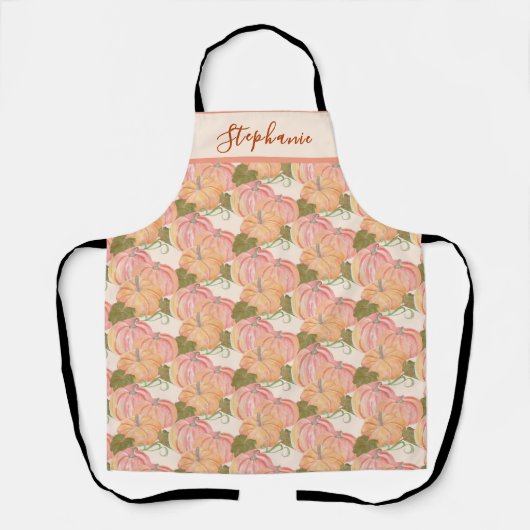 Schattigee Waterverf Pompoen Patch aangepaste naam Schort (Voorkant)