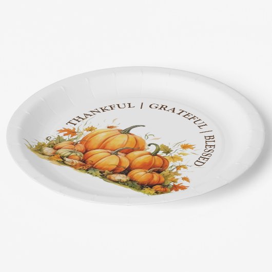 Schattigee Waterverf pompoenen dankbaar dankbaar d Papieren Bordje (Gekanteld)