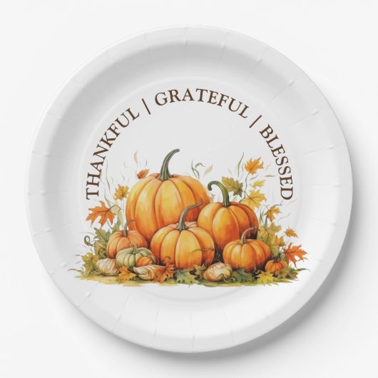 Schattigee Waterverf pompoenen dankbaar dankbaar d Papieren Bordje (Voorkant)