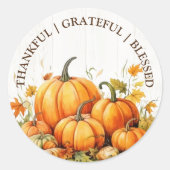 Schattigee Waterverf pompoenen dankbaar dankbaar d Ronde Sticker (Voorkant)