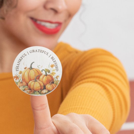 Schattigee Waterverf pompoenen dankbaar dankbaar d Ronde Sticker