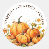 Schattigee Waterverf pompoenen dankbaar dankbaar d Ronde Sticker (Voorkant)