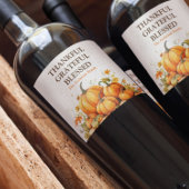 Schattigee Waterverf pompoenen dankbaar dankbaar d Wijn Etiket