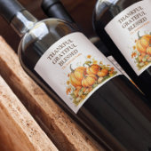 Schattigee Waterverf pompoenen dankbaar dankbaar d Wijn Etiket