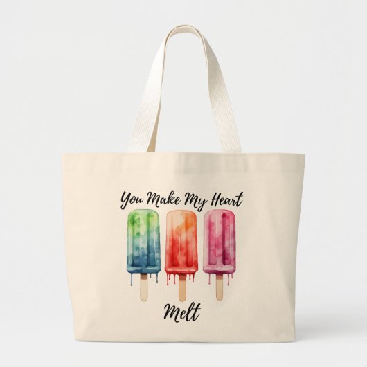 Schattigee Waterverf Popsicle Summer Grote Tote Bag (Voorkant)