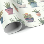Schattigee Waterverf Potted Planten Cadeaupapier (Rol Hoek)