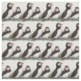 Schattigee Waterverf Puffin Bird Natuur Art Stof