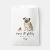 Schattigee Waterverf Pug Dog Verjaardagsfeestje Bedankzakje (Voorkant)