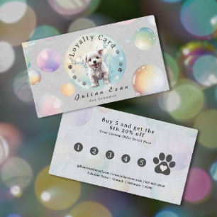 Schattigee Waterverf Puppy Bubble Suds Dog Groomer Klantenkaartje