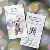 Schattigee Waterverf Puppy Bubble Suds Dog Groomer Visitekaartje