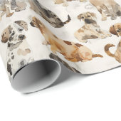 Schattigee Waterverf Puppy Dogs Cadeaupapier (Rol Hoek)