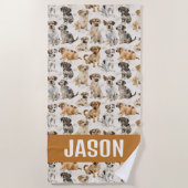 Schattigee Waterverf Puppy Dogs Strandlaken (Voorkant)