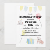 Schattigee Waterverf Puppy Theme Kinderverjaardag Kaart (Voorkant / Achterkant)