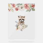 Schattigee Waterverf Raccoon Baby shower Welkom Acryl Bord (Voorkant)